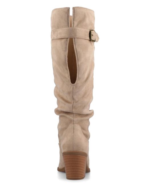 Journee Collection Natural Kaleah Pointed Toe Comfort Slouchy Boots
