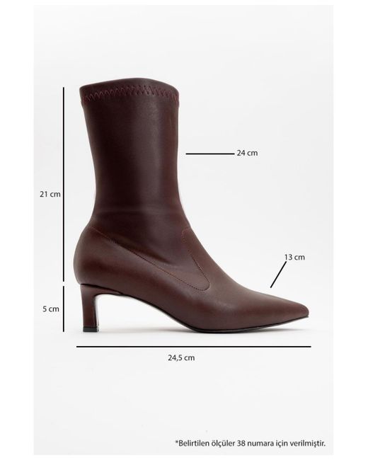Prologue Shoes Brown Lewin Pointed Toe Stiletto Boot