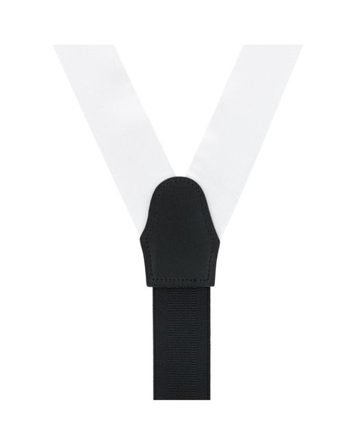 Trafalgar White Dutton Solid Colored Silk Button End Suspenders for men