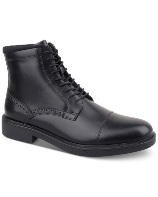 Alfani Elroy Lace up Cap toe Boots in Black for Men Lyst