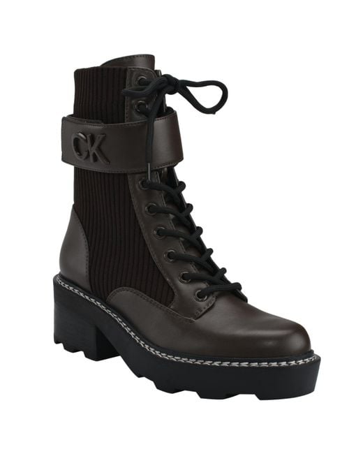 calvin klein lug mid lace up boot