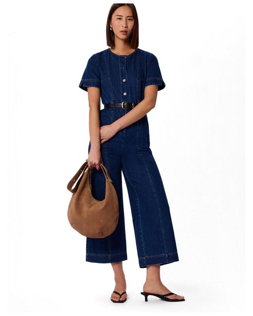 Whistles Blue Button Down Jumpsuit