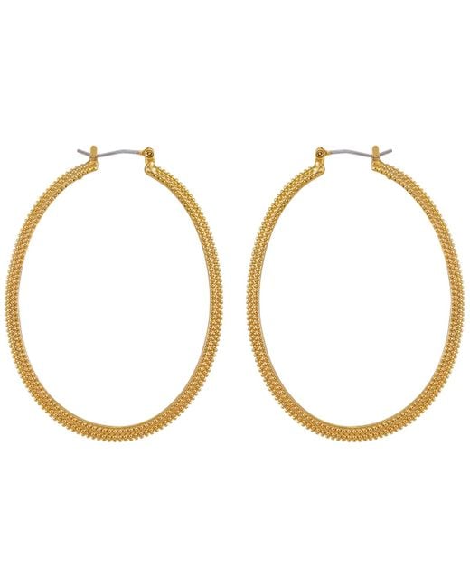 Guess Metallic Tone Textured Large Hoop Earrings