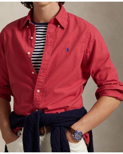 Polo Ralph Lauren Garment-dyed Oxford Shirt in Red for Men | Lyst