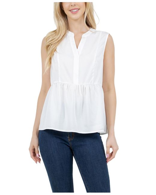 Fever White V-neck Sleeveless Top