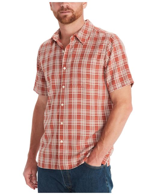 Marmot Red Eldridge Classic Plaid Button-up Short-sleeve Shirt for men