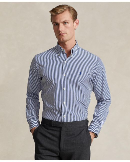 Polo Ralph Lauren Blue Slim-fit Poplin Shirt for men