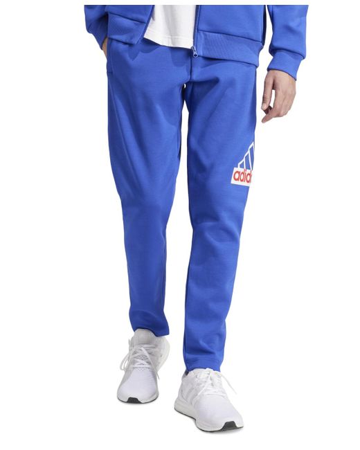 Adidas Blue Drawstring Logo Graphic jogger Pants for men