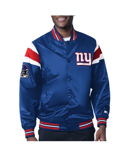 Starter Blue New York Giants Satin Full-snap Varsity Jacket for men