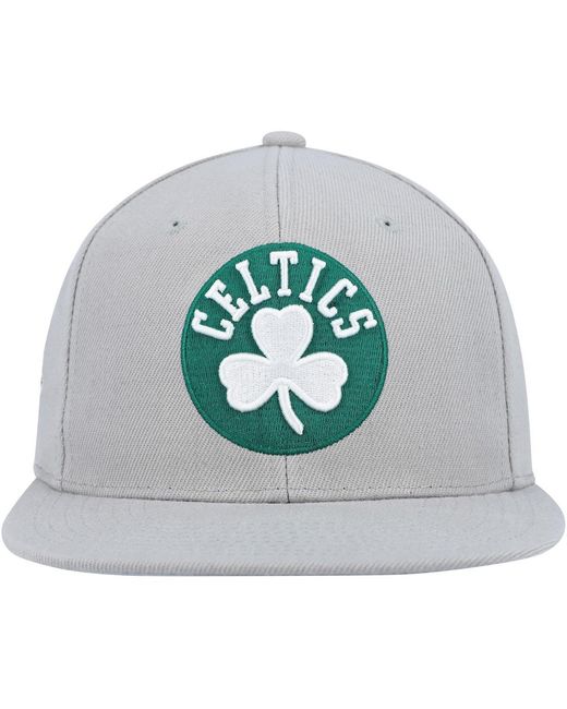Mitchell & Ness Gray Boston Celtics Side Core 2.0 Snapback Hat for men
