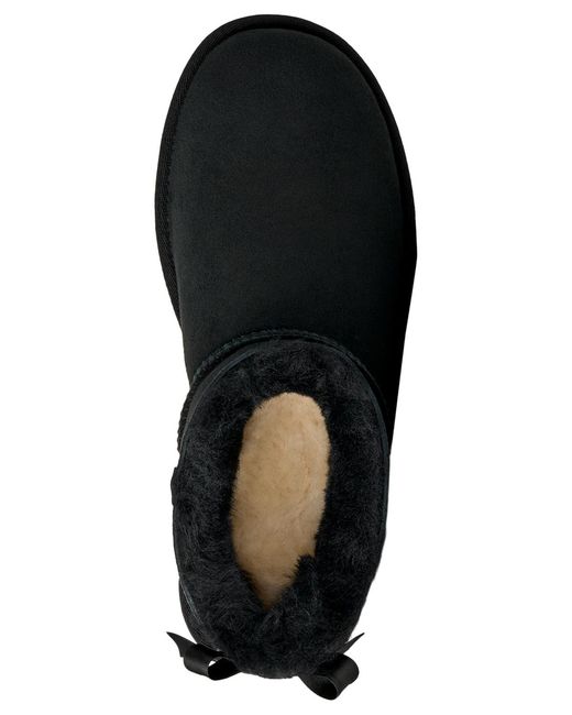 Ugg Black Ultra Mini Bailey Bow Round Toe Booties