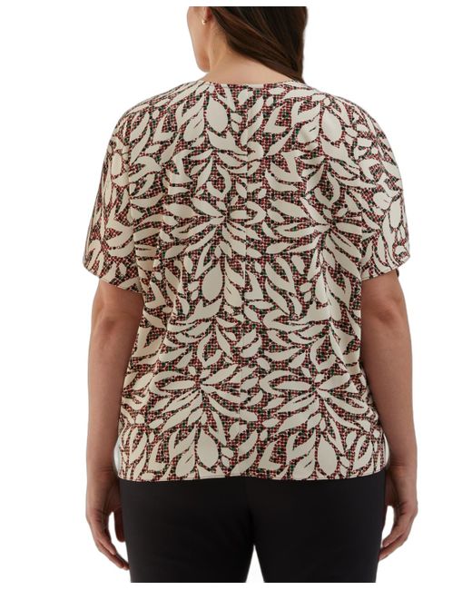 ELLA rafaella Brown Plus Size Layered Dolman Short Sleeve Top