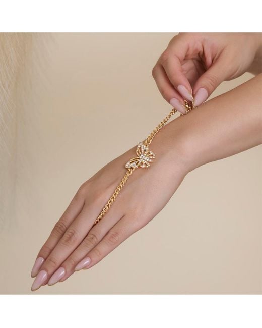 Jessica Simpson Metallic Butterfly Charm Chain Bracelet