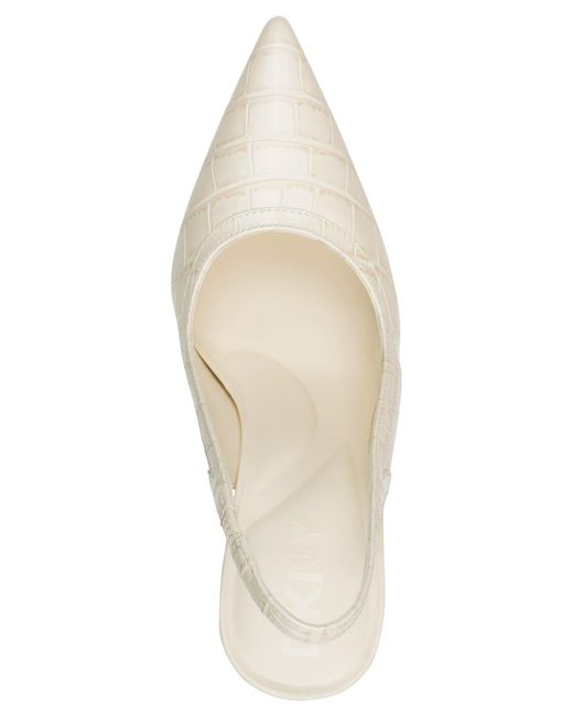 DKNY White Cinette Slingback Heels