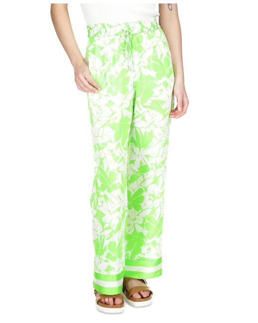 Michael Kors Green Michael Petite Palm-print Lush Pull-on Pants