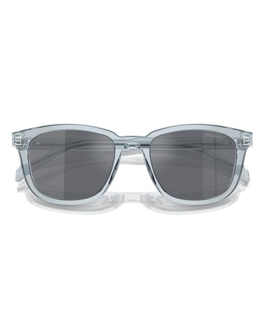 Prada Gray Iconic Plaque Rectangular Sunglasses for men