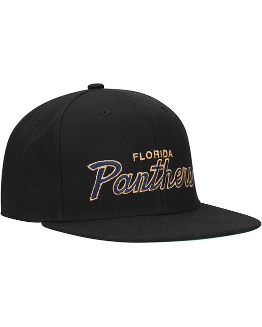 Mitchell & Ness Black Mitchell Ness Florida Panthers Core Team Script 2.0 Snapback Hat for men