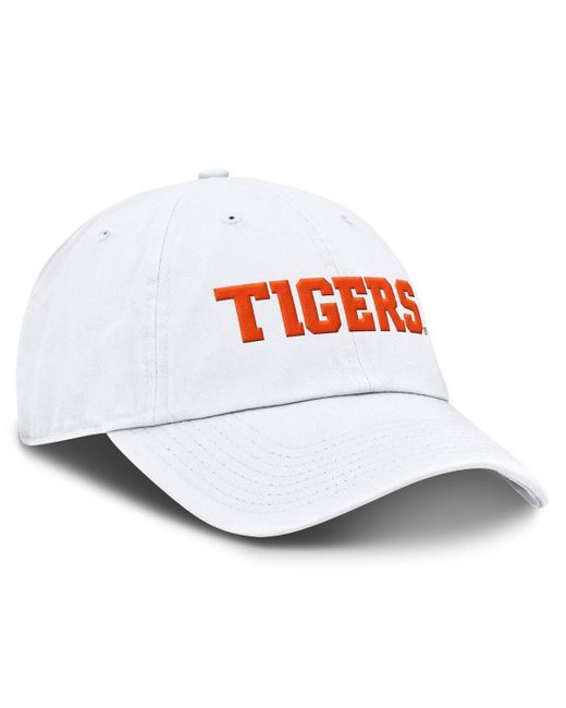 Nike White Clemson Tigers Core Club Mascot Wordmark Adjustable Hat for men