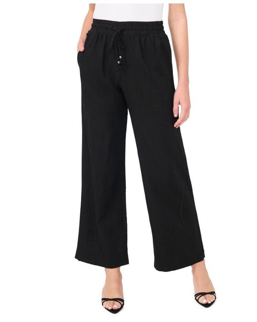 Cece Black Pull-on Wide Leg Drawstring Pant