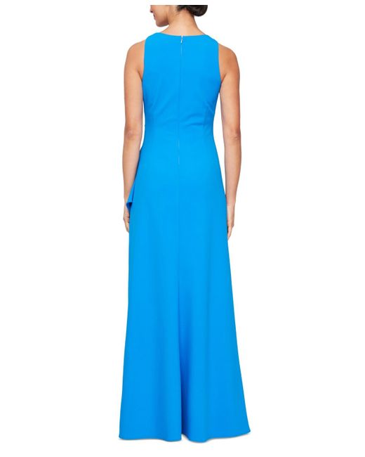 Alex Evenings Blue Ruched Ruffled Gown