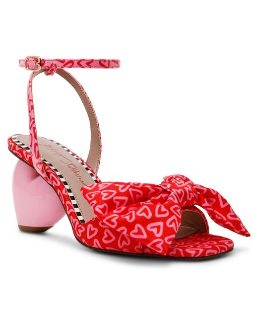 Betsey Johnson Red Kendal Bow Novelty Heart-heel Dress Sandals