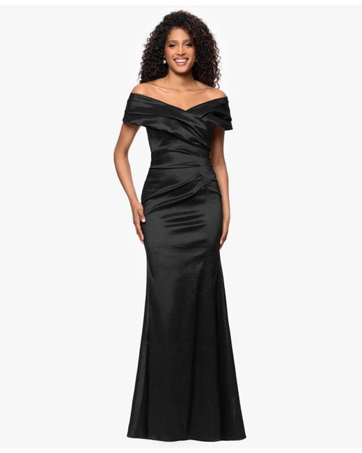 Betsy & Adam Black Petite Off-the-shoulder Dress