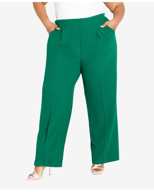 City Chic Green Trendy Plus Size Audrie Pants