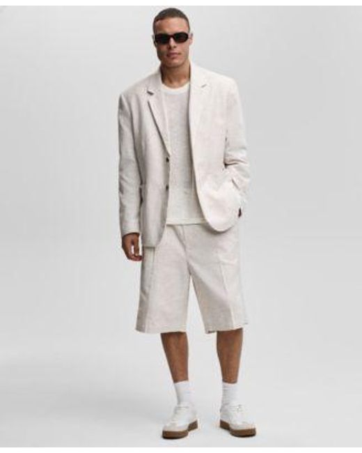 Mode Of One White Relaxed Fit Speckled Textured Blazer Shorts Exclusively At Macys for men