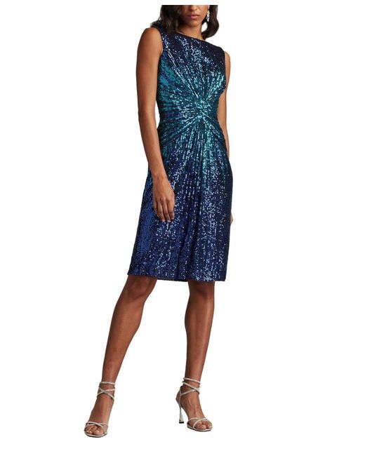 Tadashi Shoji Blue Solene Sequin Cocktail Dress