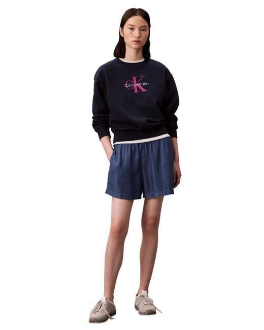 Calvin Klein Blue Chambray Pull-on Shorts