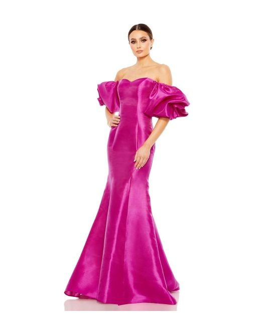 Mac Duggal Pink Sweetheart Off The Shoulder Puff Sleeve Gown