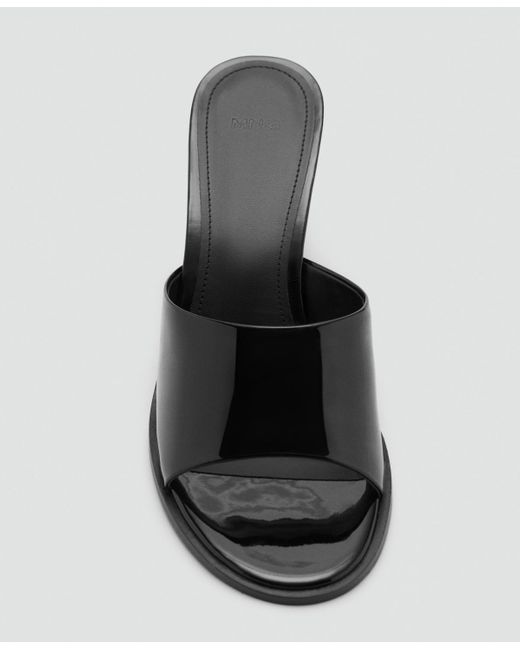 Mango Black Patent Leather Effect Heeled Sandals