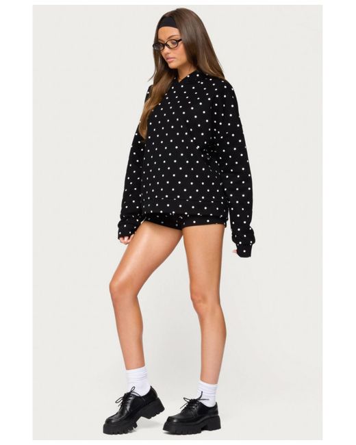 Edikted Black Chelsie Polka Dot Foldover Shorts