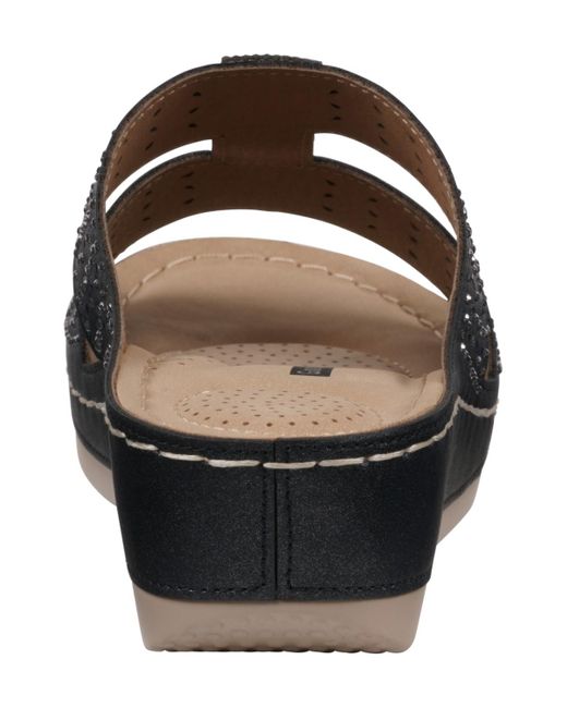 Gc Shoes Black Carrie Embellished Wedge Sandals