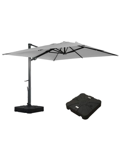 Mondawe Gray 156"w X 120"d Rectangular 360 Degree Rotation Cantilever Umbrella W/ Weight Base Included