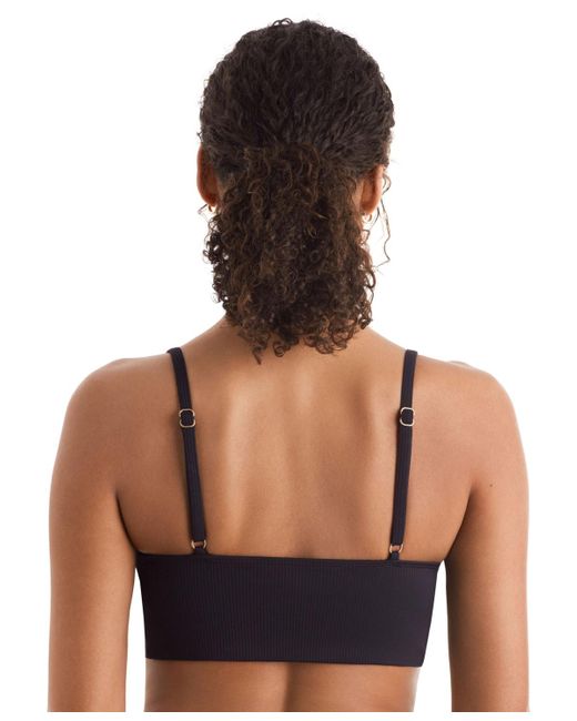 Mimi Flamingo Blue Blake Ribbed V-neck Midkini Top