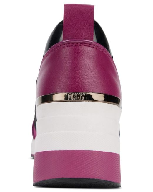 DKNY Purple Kamryn Slip-on Logo Wedge Sneakers