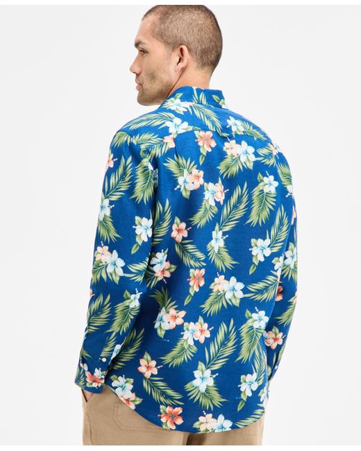 Club Room Blue Amista Floral Linen Shirt for men