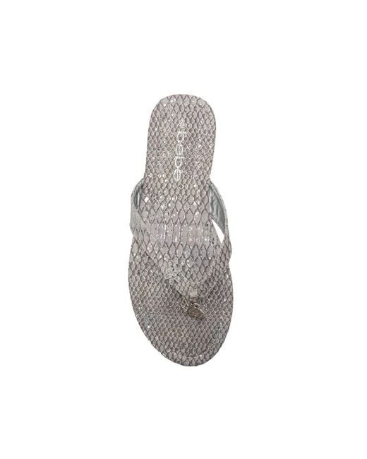 Bebe White S Metallic Thong Sandals