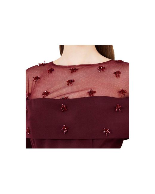 Amiri Red Hand Embellished Tulle Panel Bardot Dress