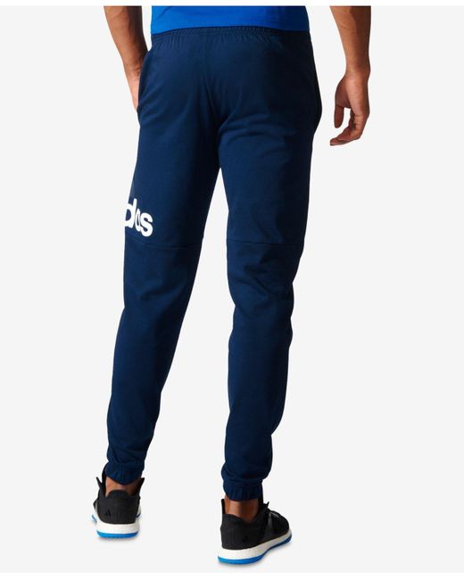 adidas Cotton Essentials Climalite Logo Pants in Navy (Blue) for ...