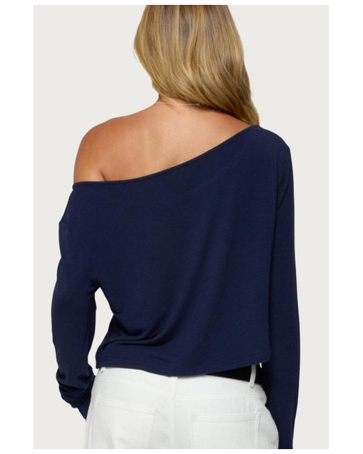 Edikted Blue La Babe Off Shoulder Top