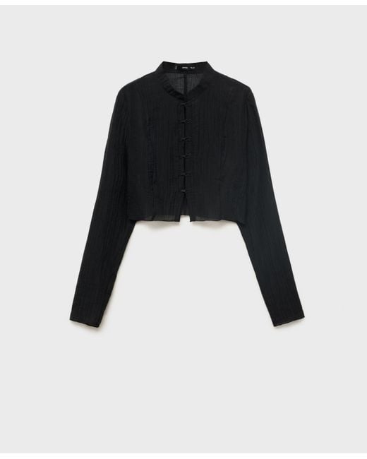 Mango Black toggle Closures Lyocell Blouse