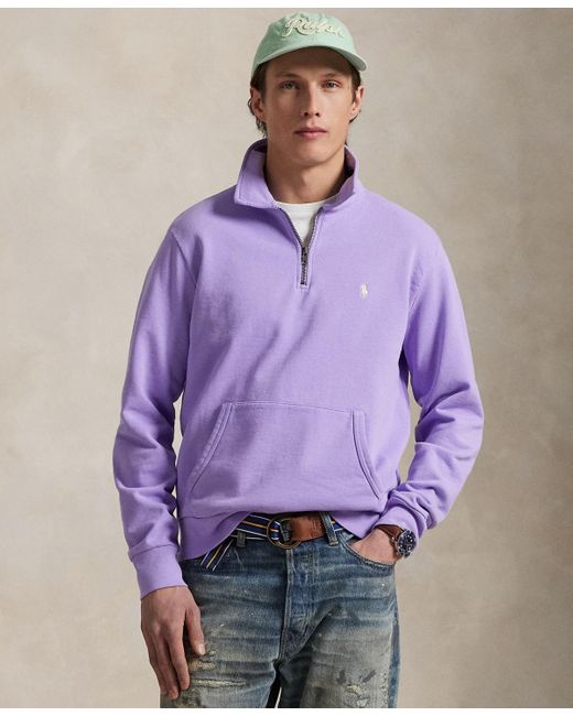 Polo Ralph Lauren Purple Loopback Fleece Quarter-zip Sweatshirt for men