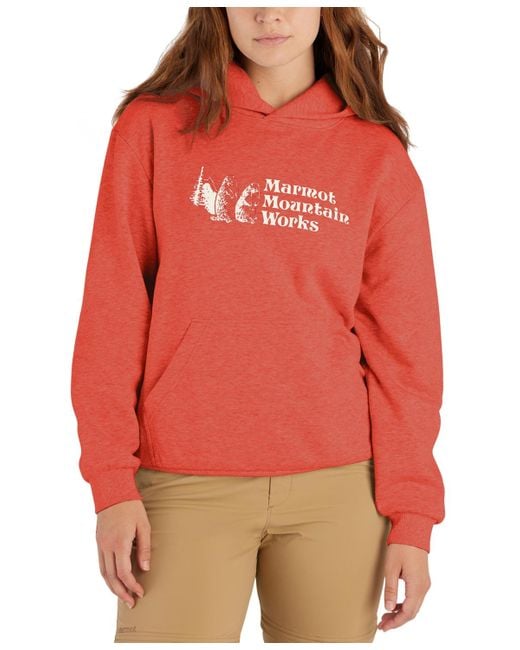 Marmot Red Mmw Logo-print Ribbed-trim Hoodie
