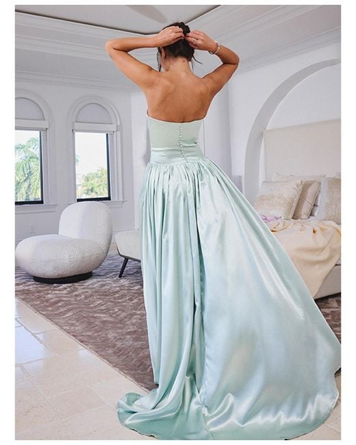 Miss Circle Green Lael Back Button Trailing Gown