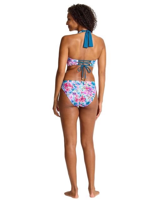 Tommy Bahama Blue Floral Rev Halter Straps Swim Top