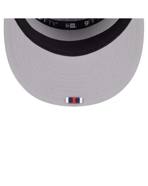 KTZ Gray New England Patriots 2025 Sideline Split Panel 9fifty Snapback Hat for men
