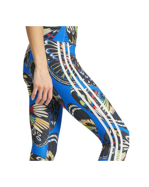 adidas Women's Blue Farm Butterfly-print 7/8 leggings