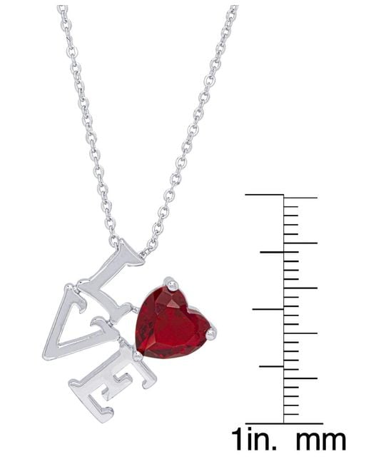 Macy's White Simulated Ruby 'love' Pendant Necklace